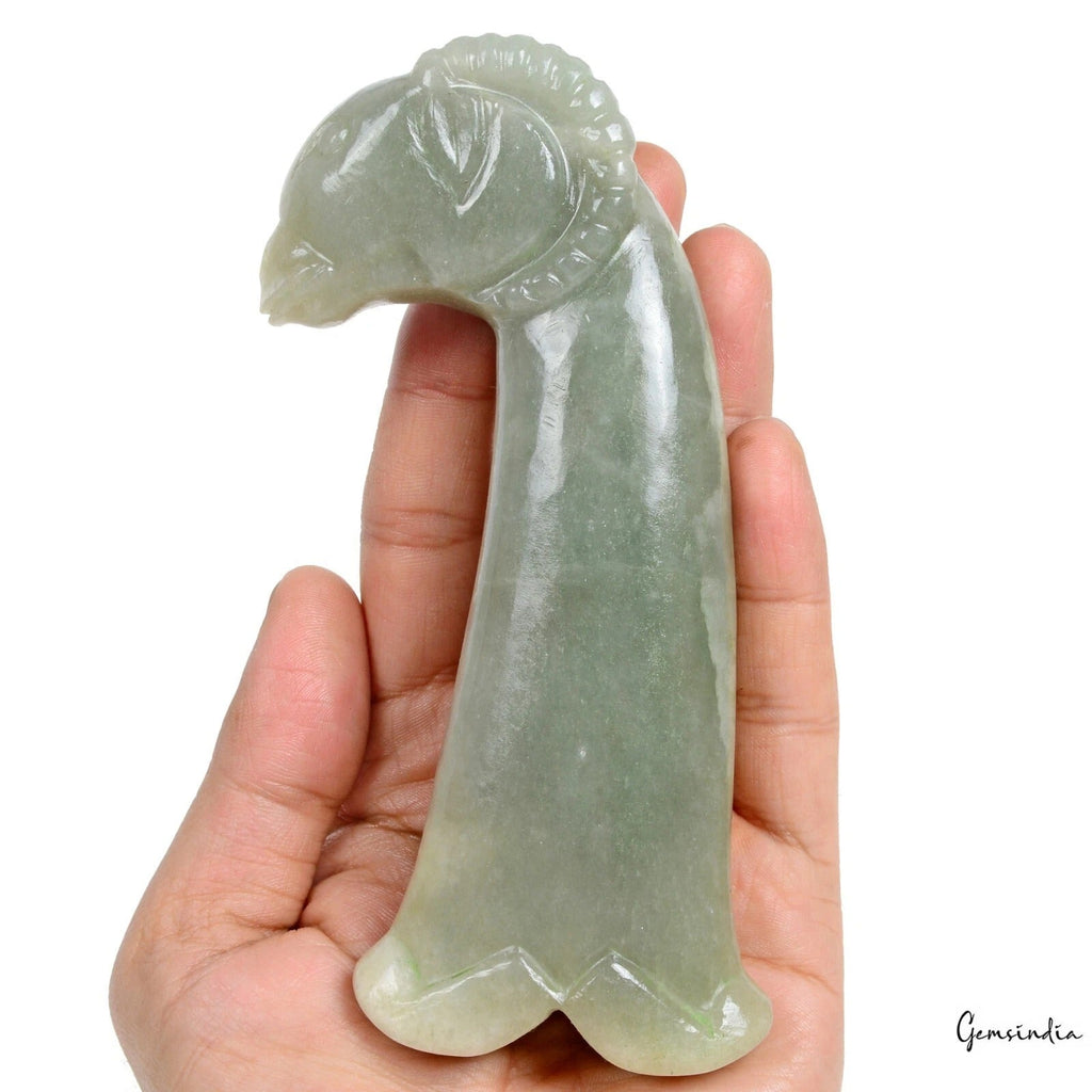 1500 Ct Natural Aventurine (Indian Jade) Ram Head Sword Handle Dagger Hilt Art G