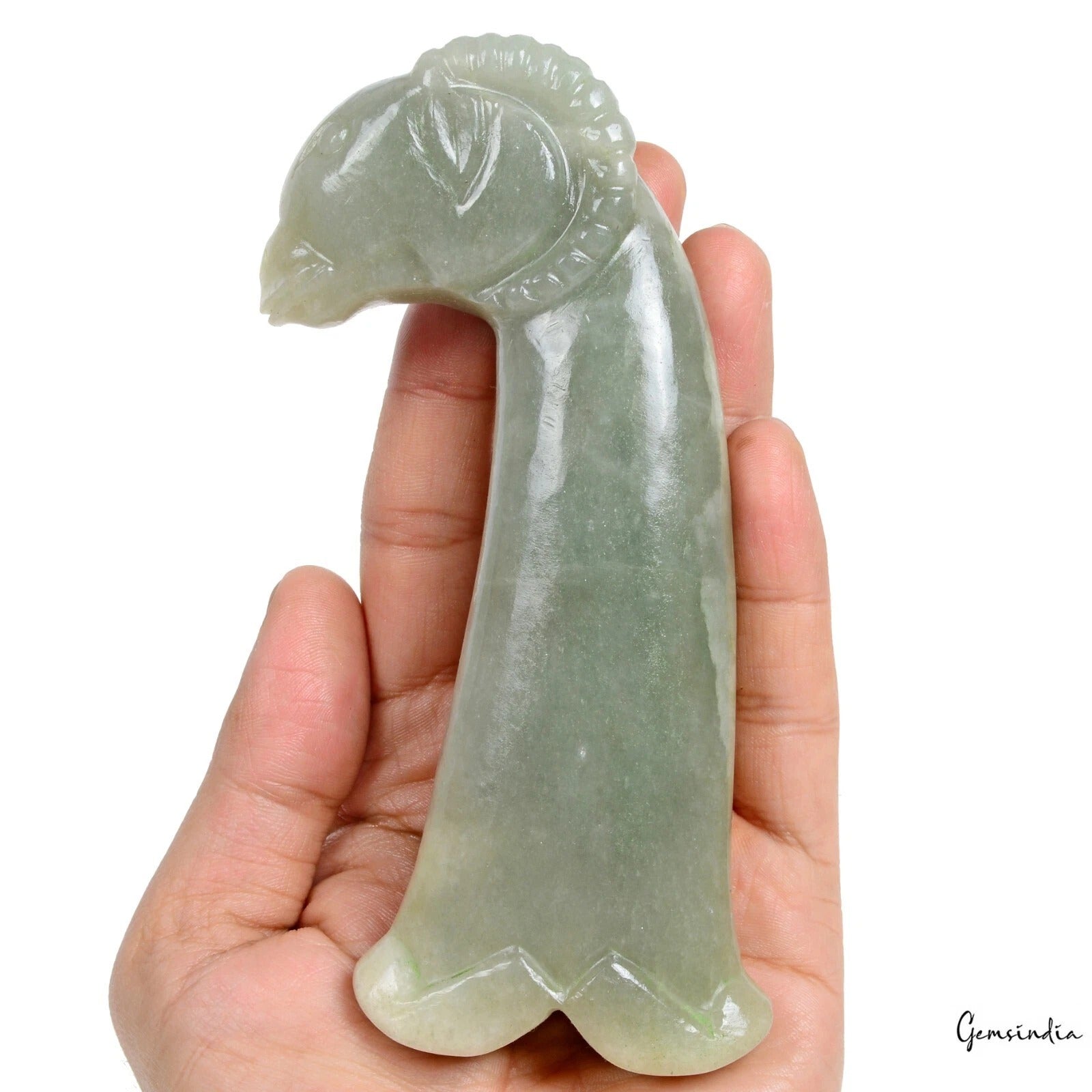 1500 Ct Natural Aventurine (Indian Jade) Ram Head Sword Handle Dagger Hilt Art G