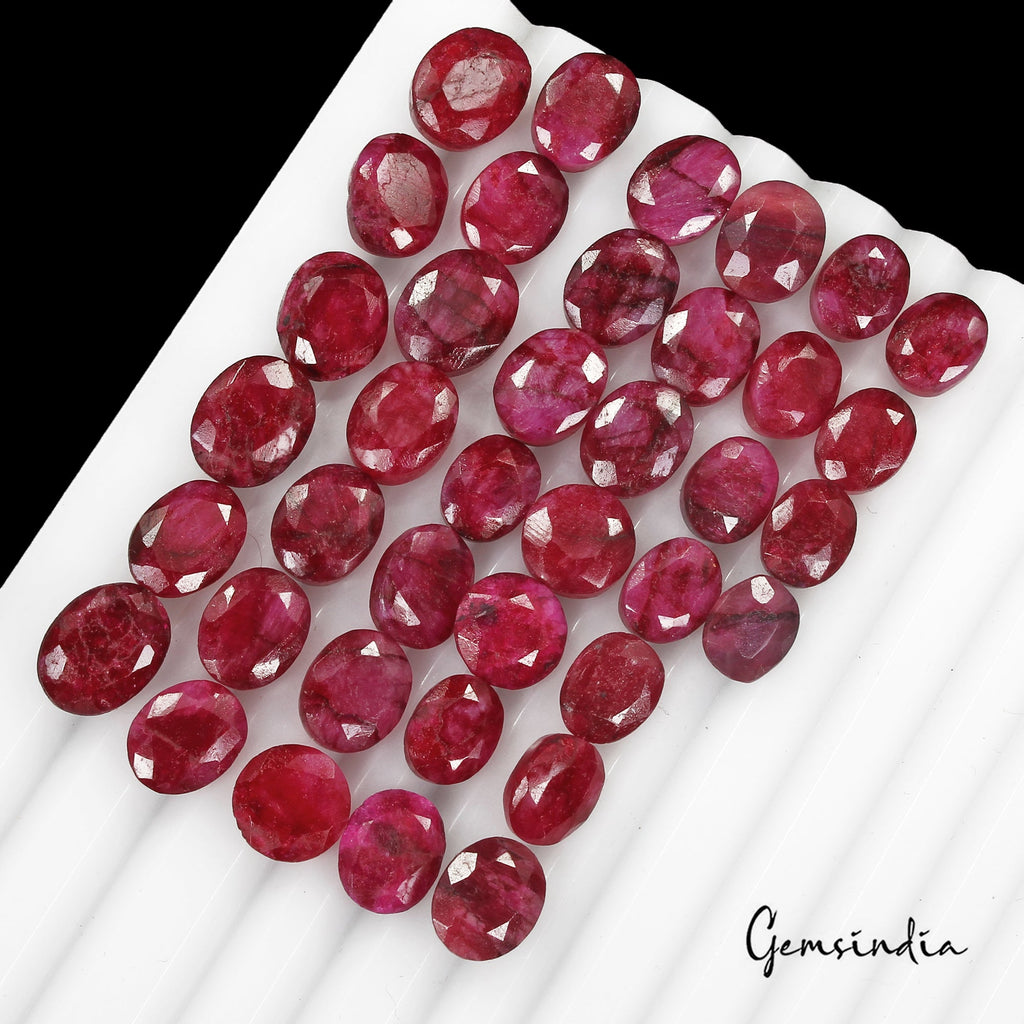 Certified 122.65 Cts/38 Pcs Natural Red Pink Beryl Bixbite Oval Cut Loose Gems