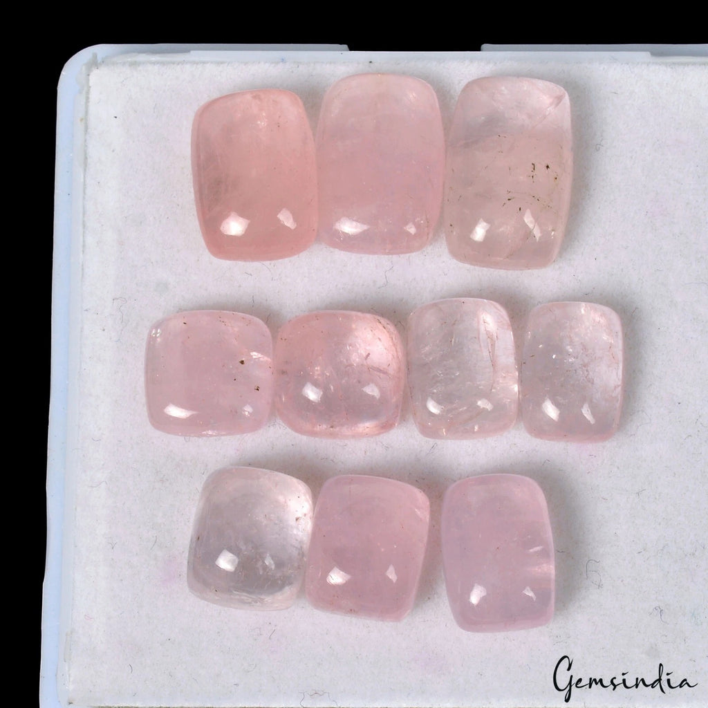 Morganite Lot, Cabochon, Cushion Cabochon, Untreated — 10 Pieces, 8mm to 13mm, 34.10 Ct, Brazil