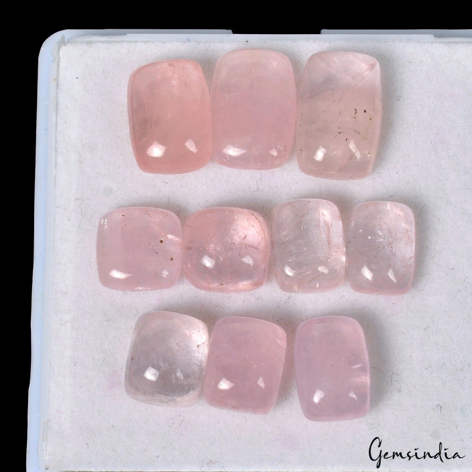 Morganite Lot, Cabochon, Cushion Cabochon, Untreated — 10 Pieces, 8mm to 13mm, 34.10 Ct, Brazil