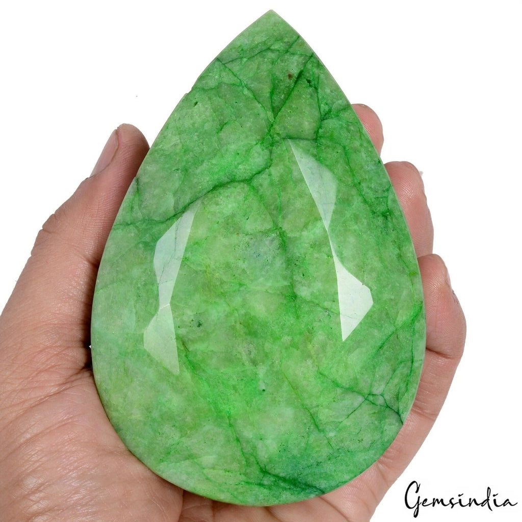 3500 Natural Green Brazilian Emerald Pear Faceted Earth Mined Certified Gemstone