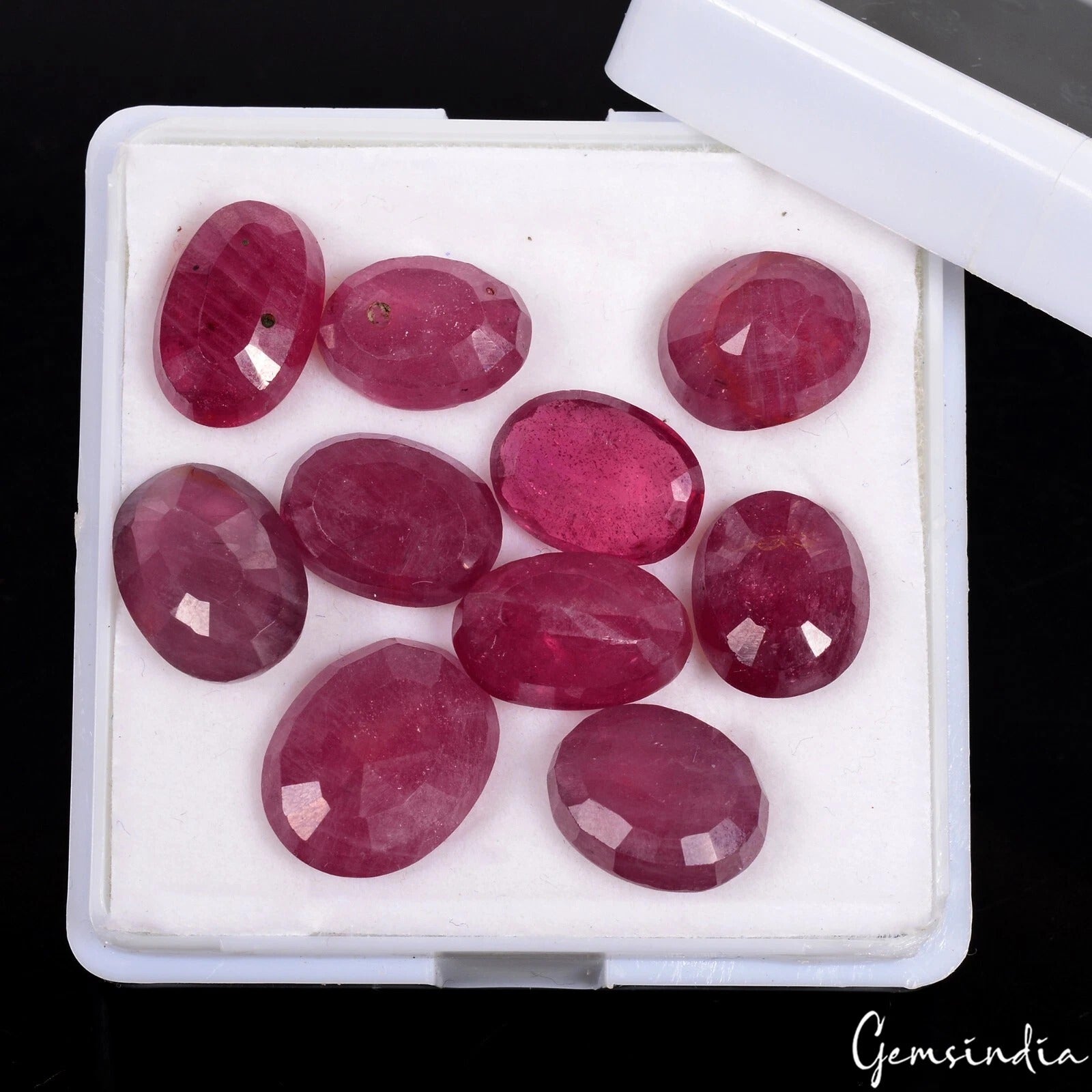 Certified 65.70 Cts/10 Pcs Natural Mozambique Red Ruby Oval Loose Gems For Rings