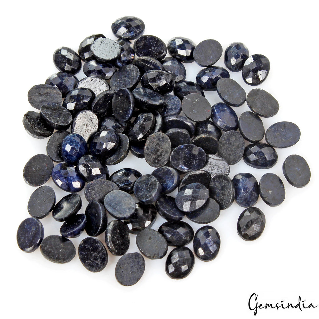 84 Pcs Natural Blue Sapphire Oval 8x6mm Checker Cut Jewelry Gemstones ~142.10 Ct