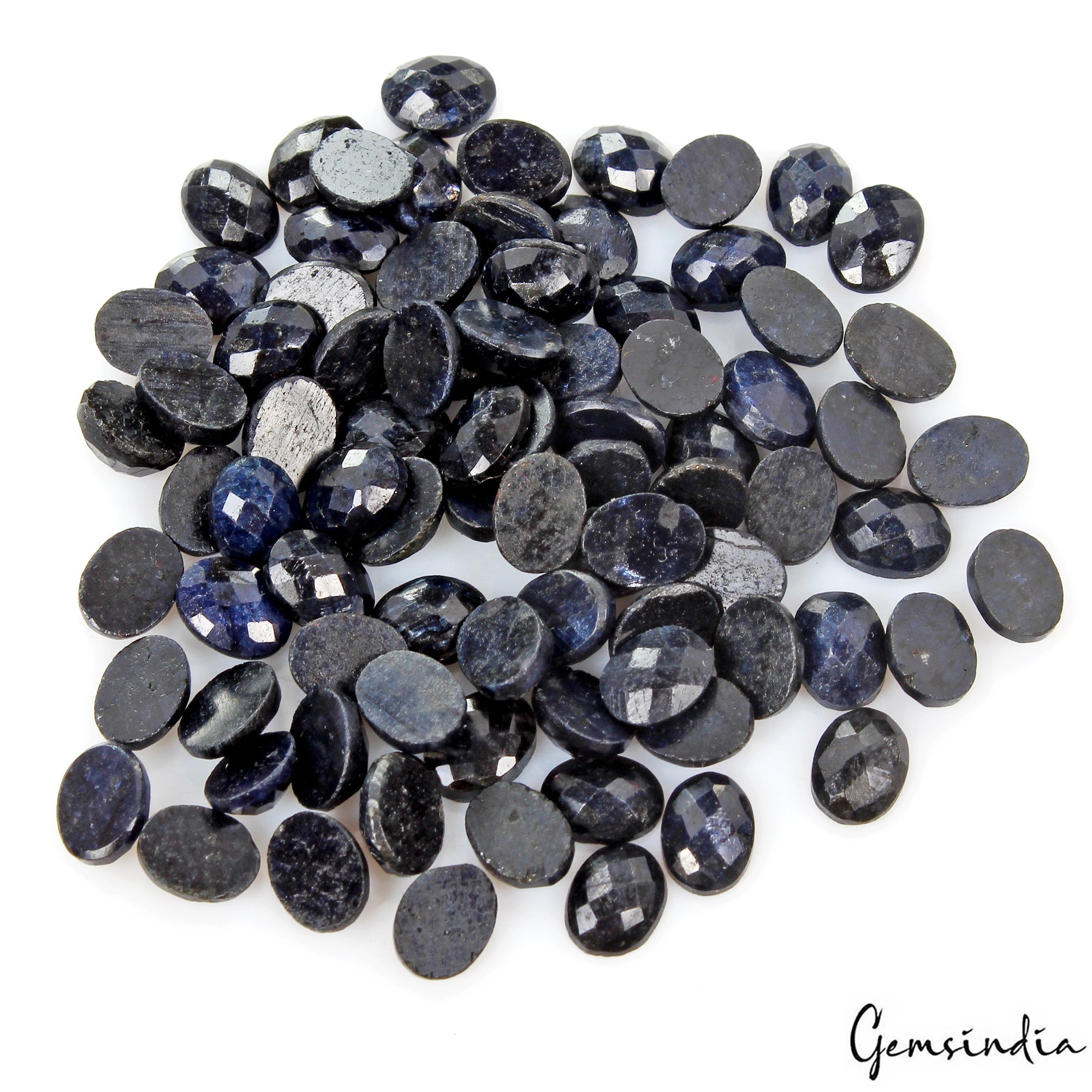 84 Pcs Natural Blue Sapphire Oval 8x6mm Checker Cut Jewelry Gemstones ~142.10 Ct