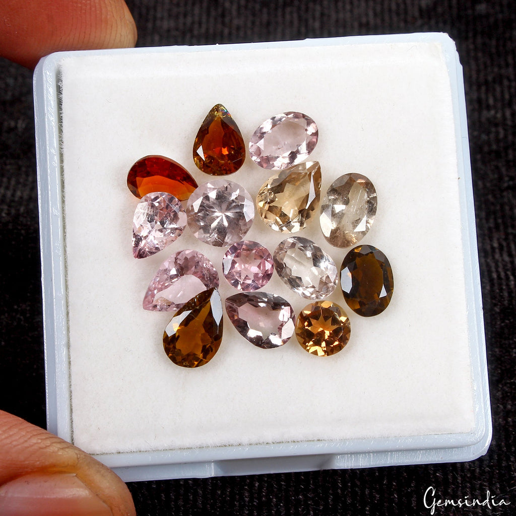 14 Pc Natural Multi color Tourmaline Mix Cut Loose Certified Gemstones~ 10.05 Ct