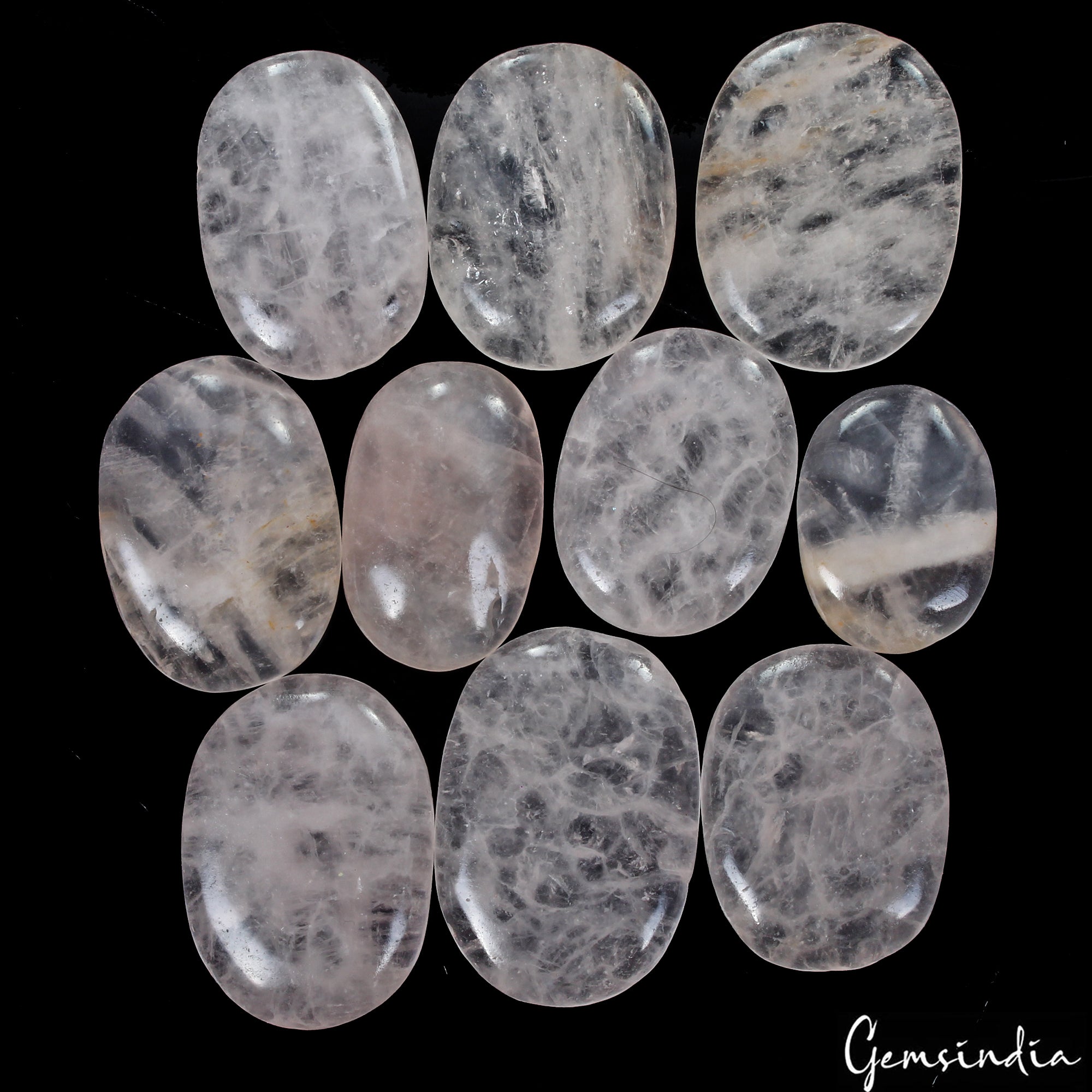 600 Cts/10 Pcs Natural Untreated Pink Rose Quartz Oval Cab Loose Wholesale Gems