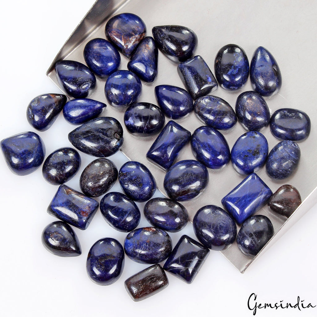 400 Ct Natural Blue Sapphire Mix Cabochon Loose Gemstones Lot Certified 38 Pcs