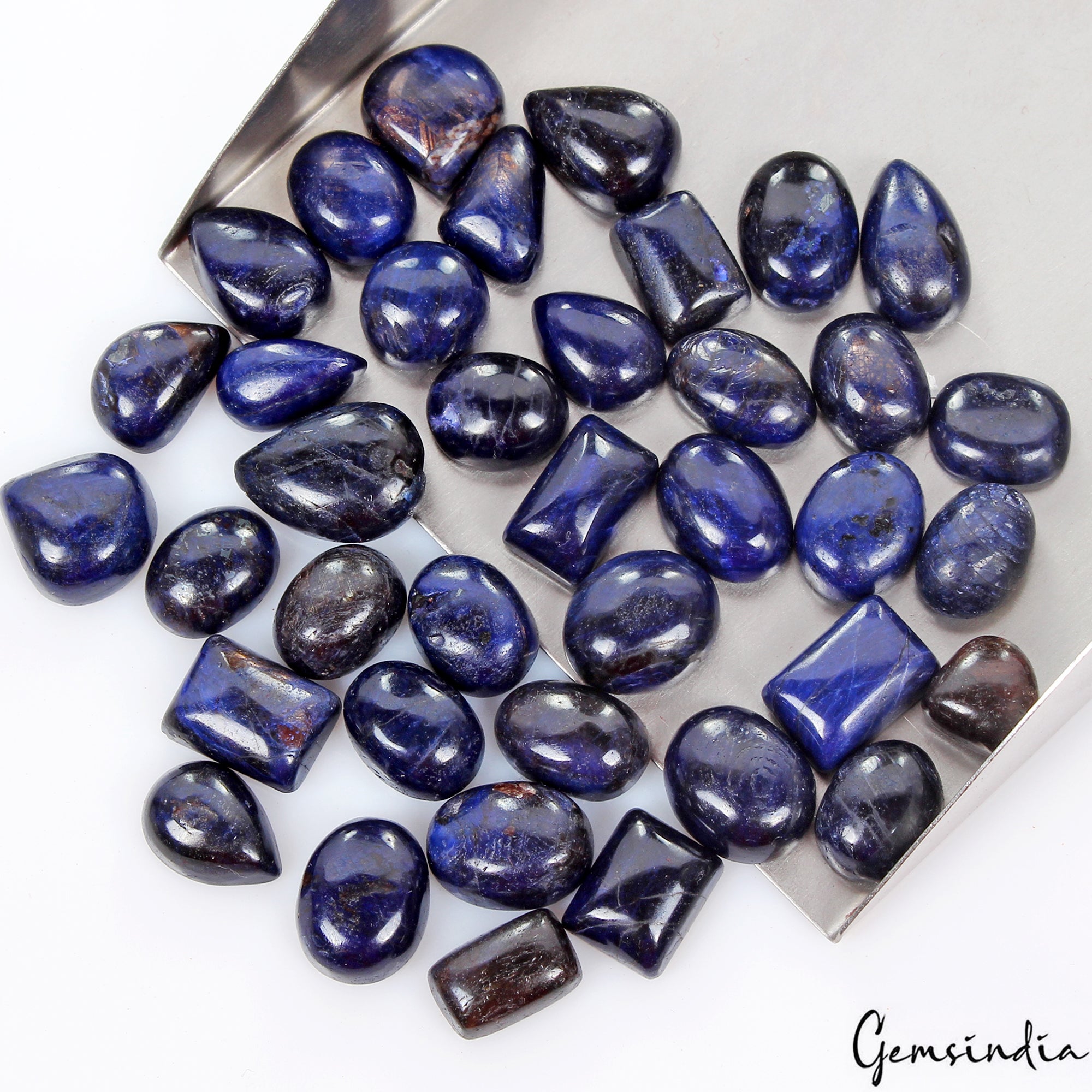 400 Ct Natural Blue Sapphire Mix Cabochon Loose Gemstones Lot Certified 38 Pcs