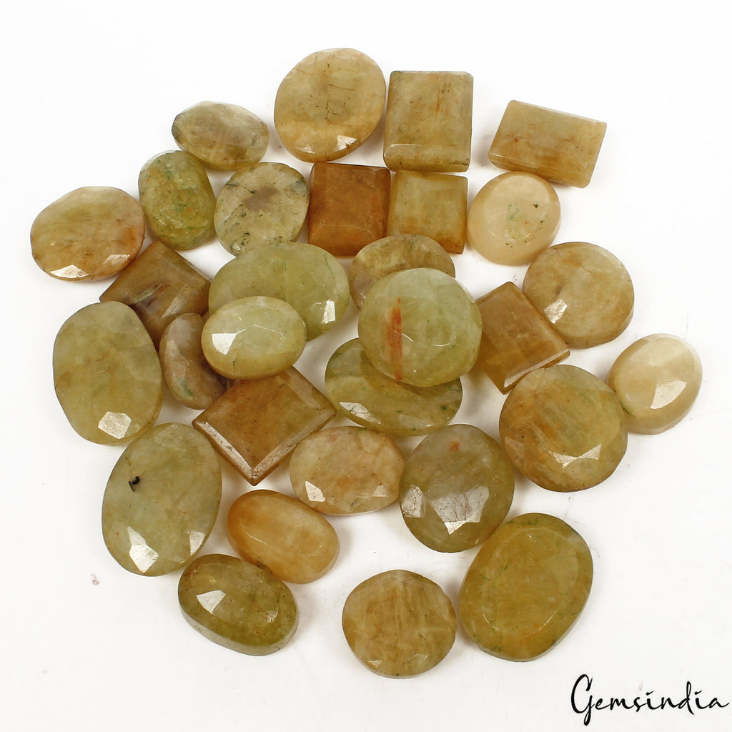 600 Ct/30 Pcs Natural Untreated Yellow Beryl Mix Cut Loose Gems Lot For Jewelry