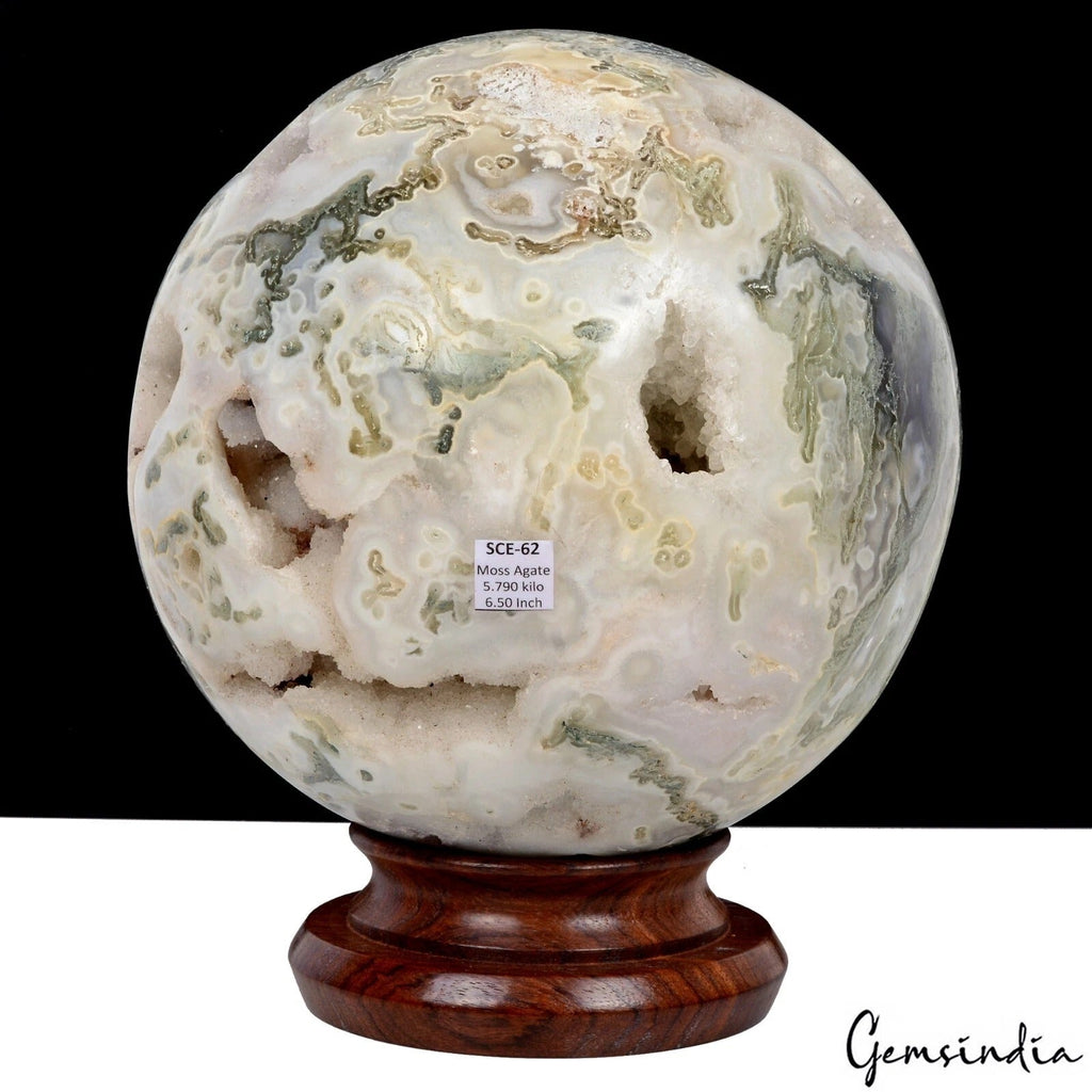 5.79 Kilo Natural Dendrite Moss Agate Druzy Crystal Healing Mineral Sphere~ 6.5"