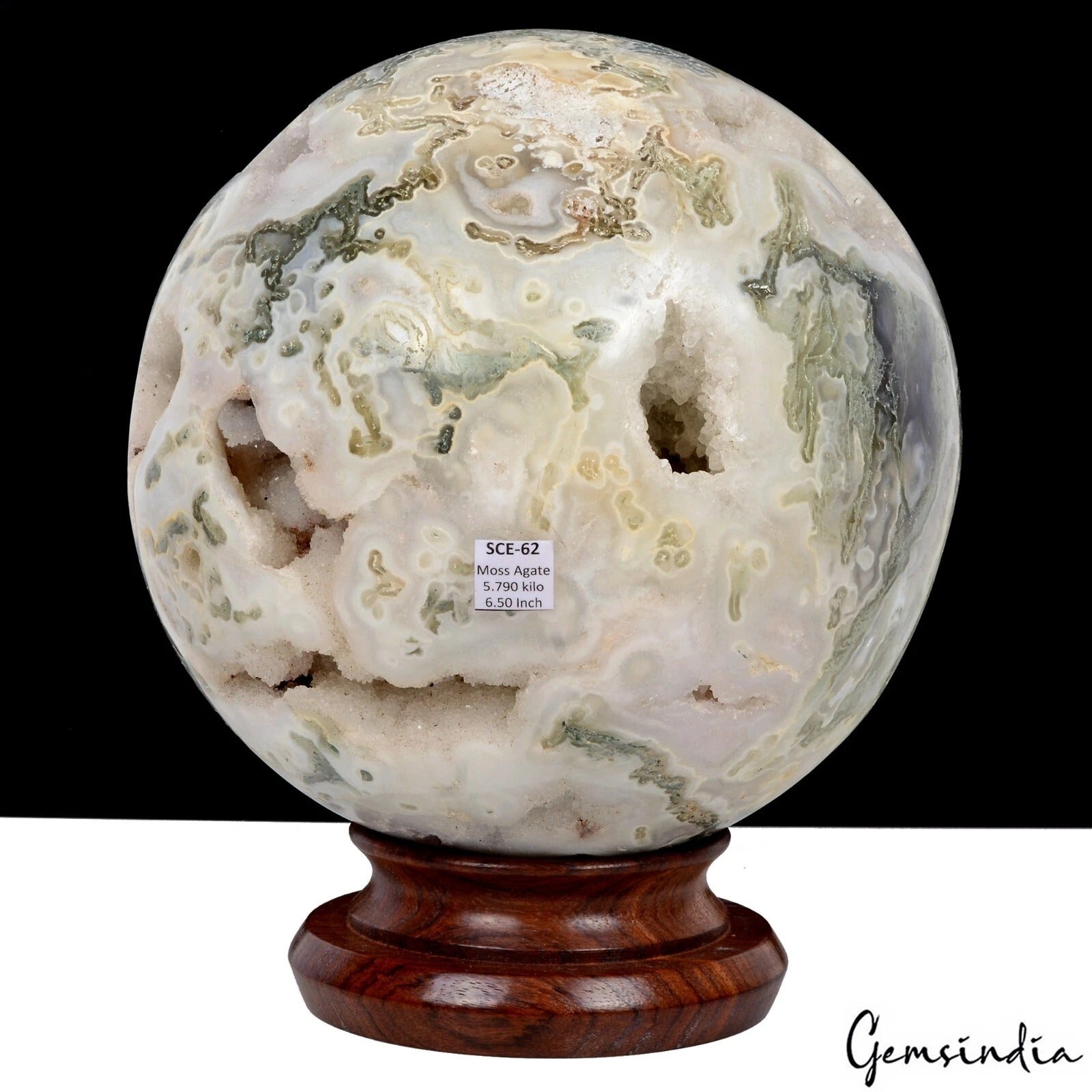 5.79 Kilo Natural Dendrite Moss Agate Druzy Crystal Healing Mineral Sphere~ 6.5"