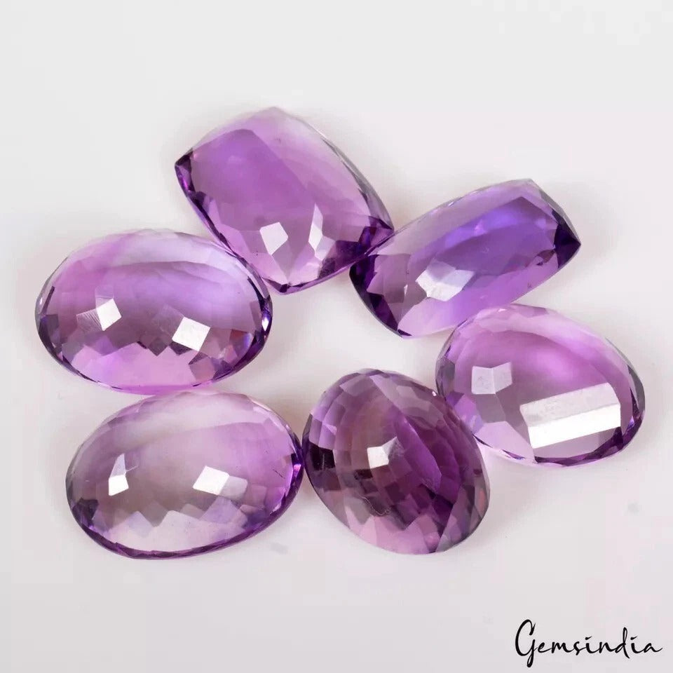 Amethyst Lot, Loose Gemstone, Untreated — 6 Pieces, 17mm to 19mm, 95.90 Ct