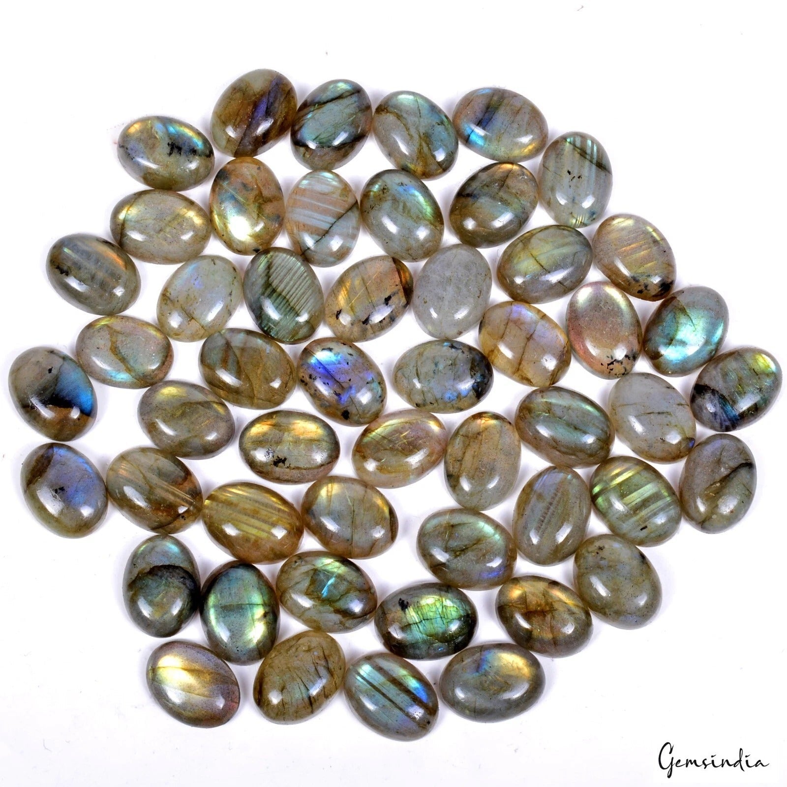 430 Ct Natural Untreated Multi Shine Labradorite Oval 15mmx12mm Calibrated Gems