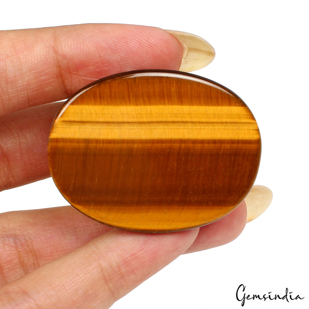 Natural Yellow Brown Tiger Eye Oval Cut Carving 74.70 Ct Loose Gems For Jewelry