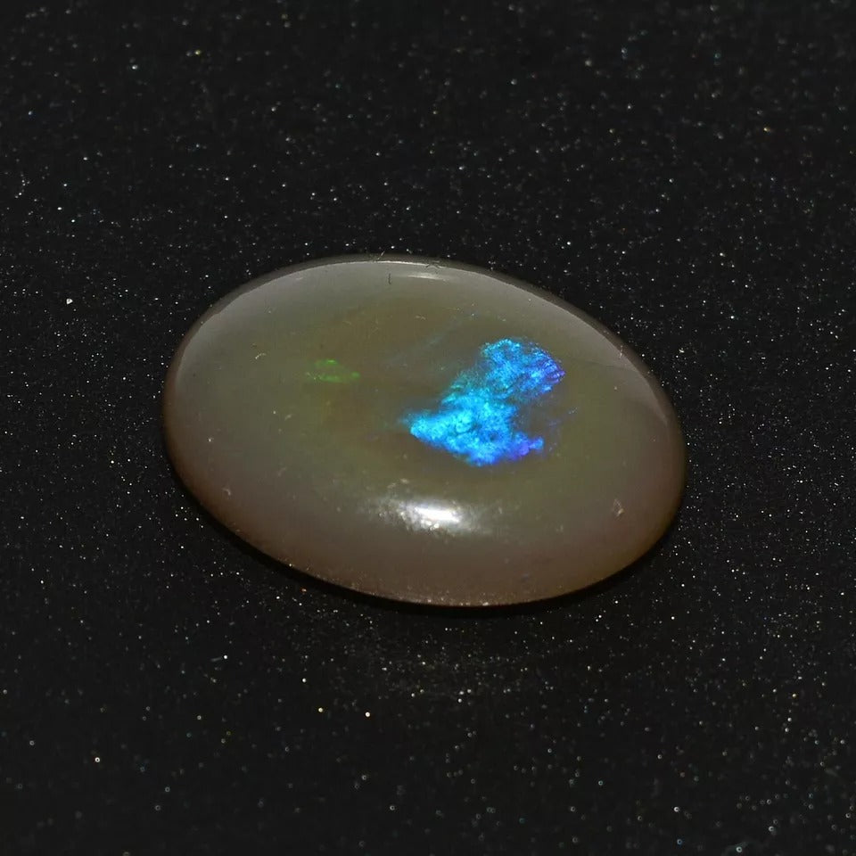 IGL&I Certified 6.50 Cts Natural Black Opal W/ Green Fire oval Cab Gem For Ring