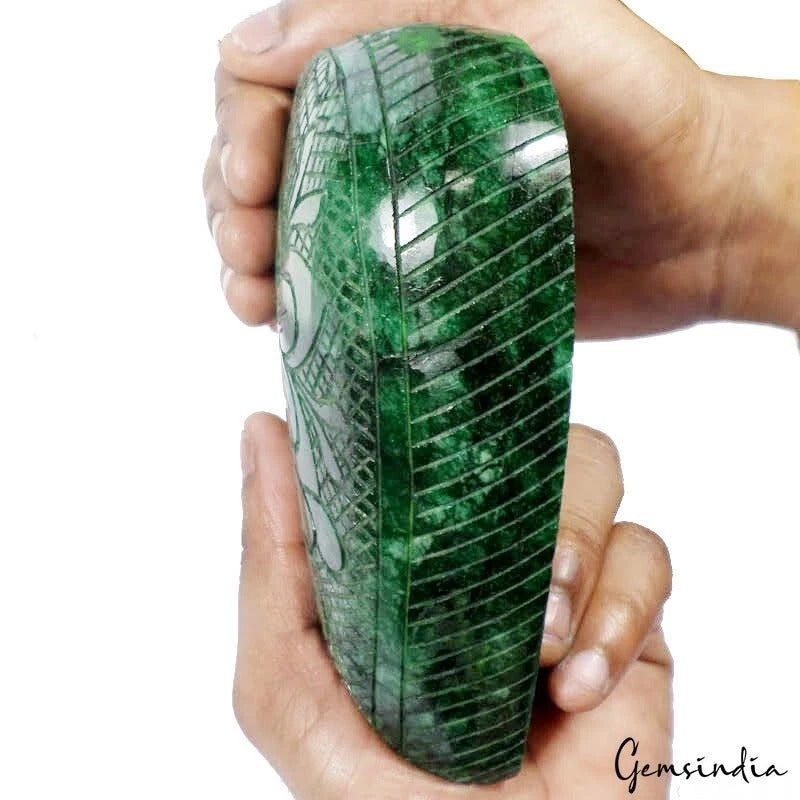 4000 Cts Natural Green Emerald Pear Shape Loose Hand Carved Brazilian Gemstone