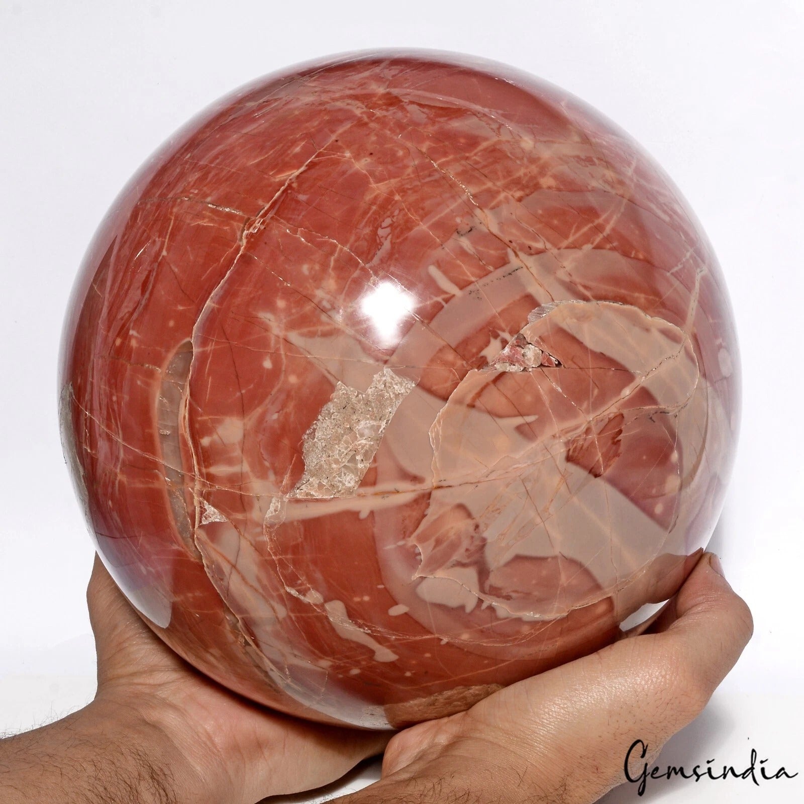 18.4 Kilo Red Jasper Sphere – 9" Large Crystal Ball for Healing & Energy Decor~