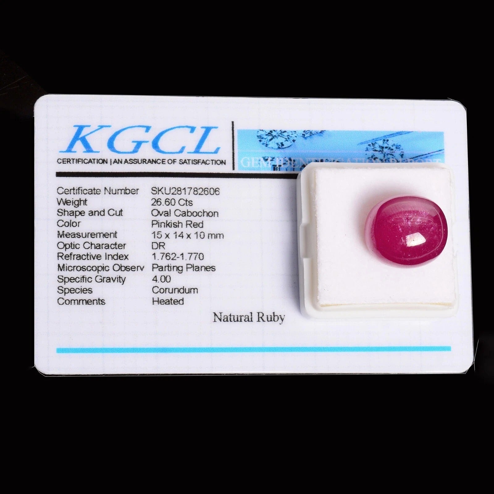 Ruby Cabochon, Heated, Red — 15x14x10 mm, 26.60 Ct, Mozambique
