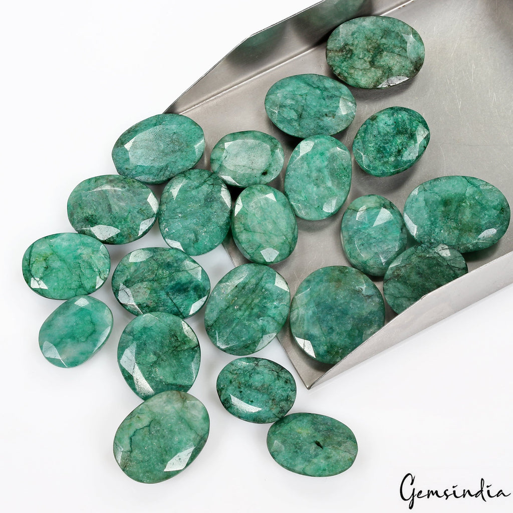580 Cts/21 Pcs Natural Brazilian Green Emerald Oval Cut Wholesale Loose Gems Lot
