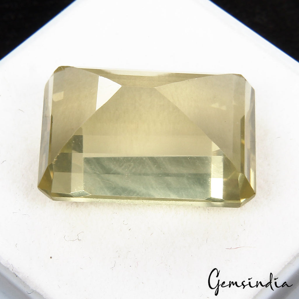 28 Cts Natural Untreated Brazilian Lemon Citrine Octagon Cut Loose Gem For Ring