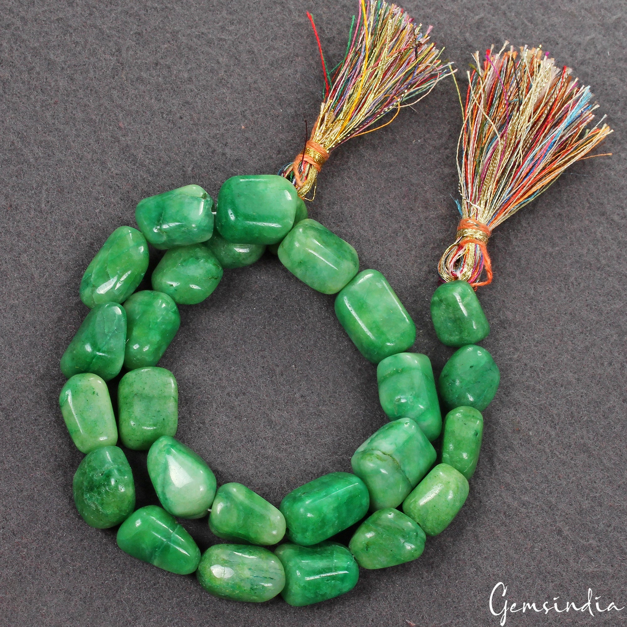 15" Natural Green Emerald Top Rare Tumble Drilled Nugget Beads ~420 Ct/26 Pcs