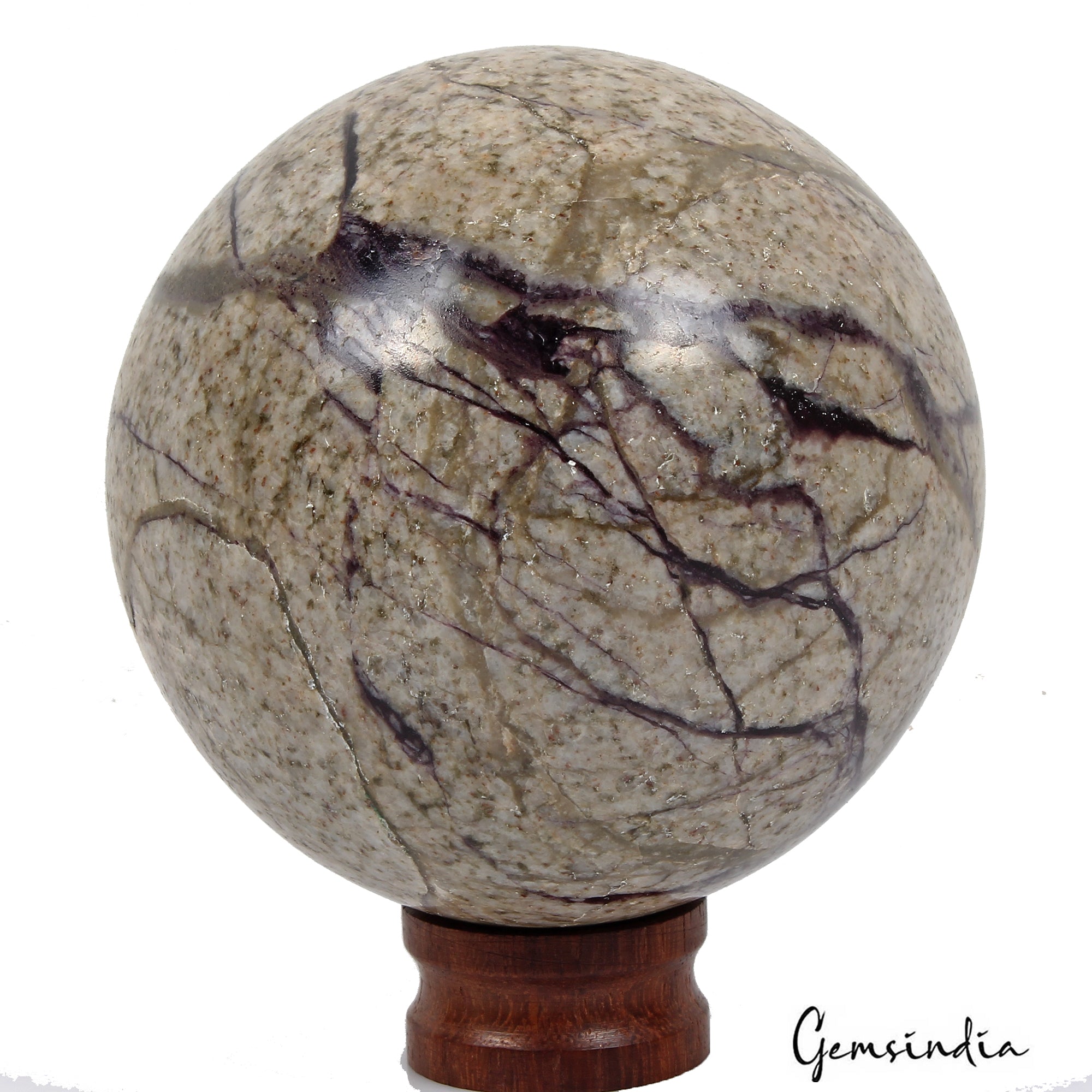 2950 Ct Natural Lapis Calcite Matrix Healing Crystal Gems Mineral Sphere W Stand