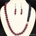 550 Cts Natural Red Ruby Blue Sapphire Round Bead Handmade Designer Jewelry Set