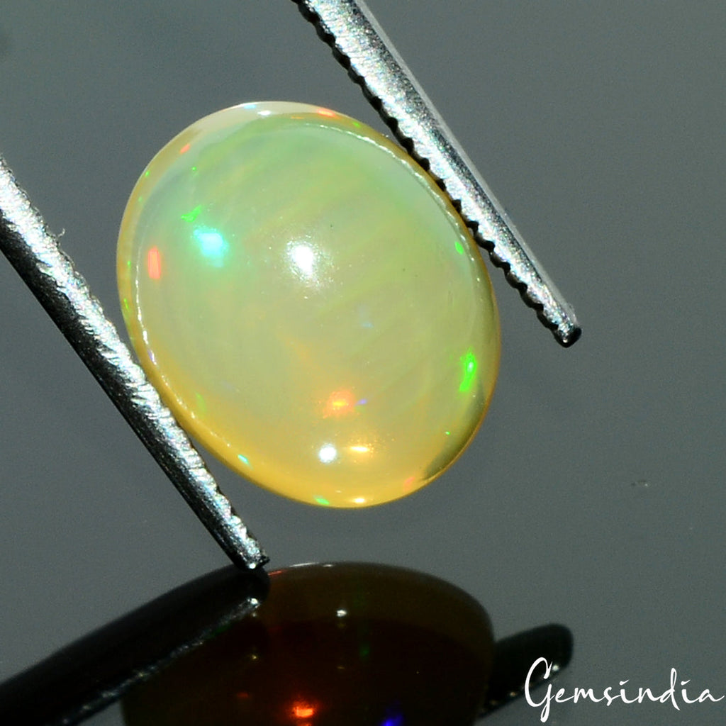 1.90 Ct Welo Opal Ethiopia Flashy Multicolor Cabochon Certified Natural Gemstone