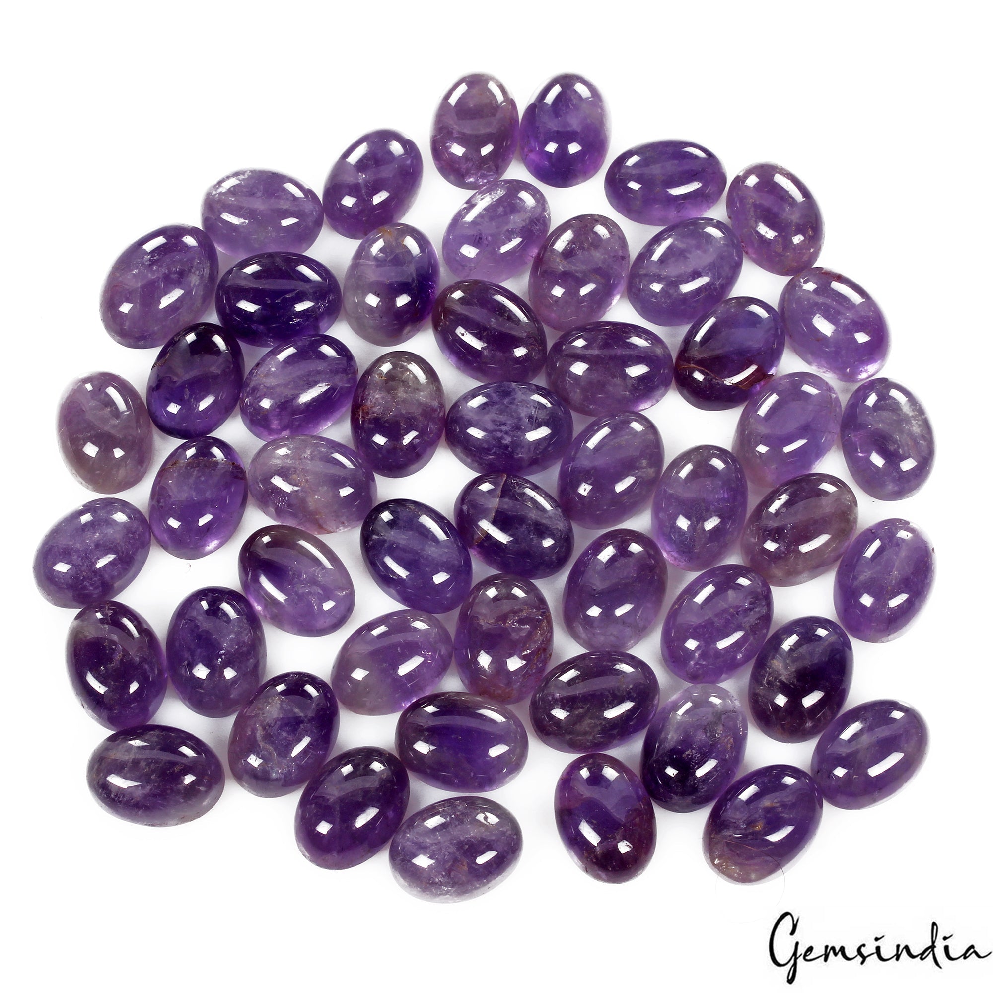 50 Pcs Natural Purple Amethyst 15mm-28mm Oval Cabochon Untreated Loose Gemstones