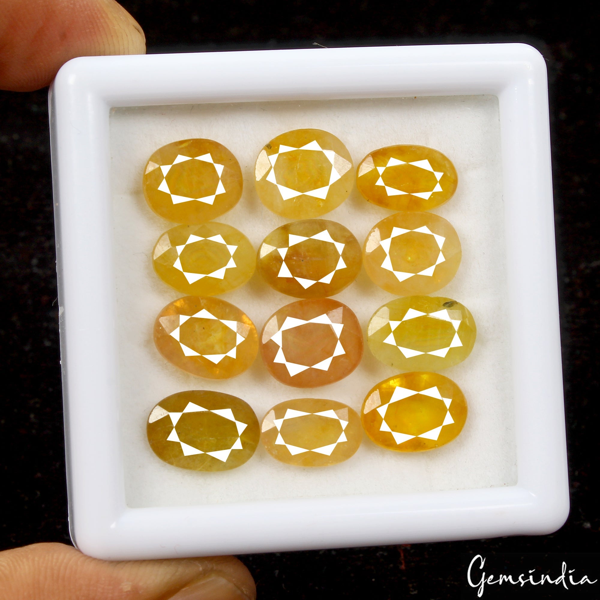 Certified 50 Cts/12 Pcs Natural Untreated Yellow Sapphire Oval Gems For Jewelry