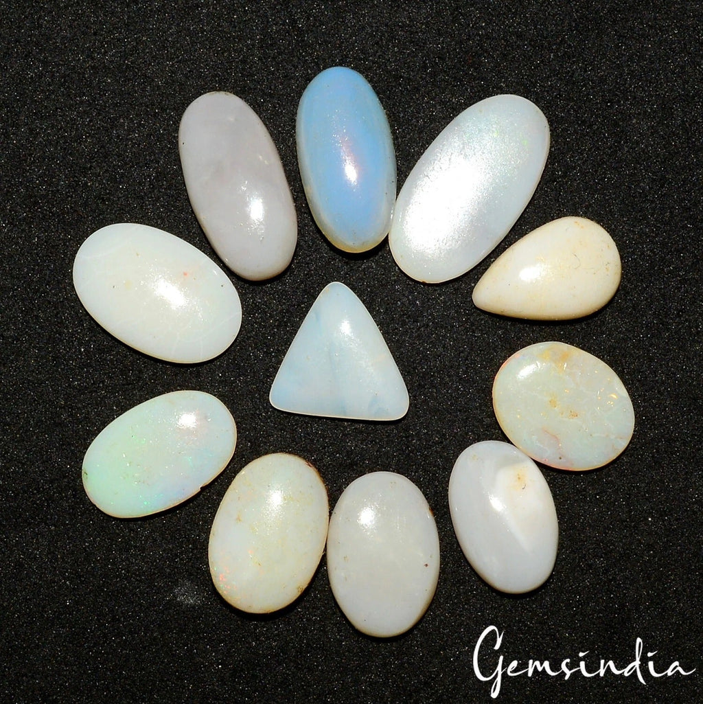 36.60 Ct/11 Pcs Natural Untreated Australian Multi Shine Opal Mix Cab Loose Gems