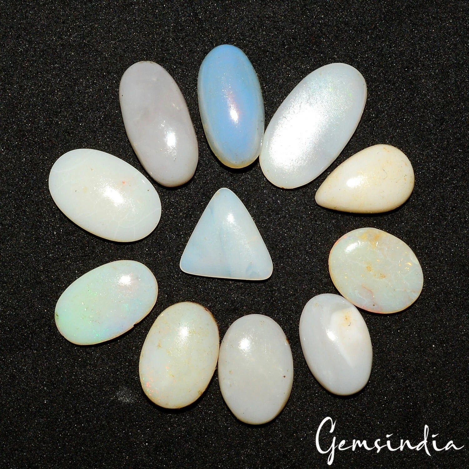 36.60 Ct/11 Pcs Natural Untreated Australian Multi Shine Opal Mix Cab Loose Gems