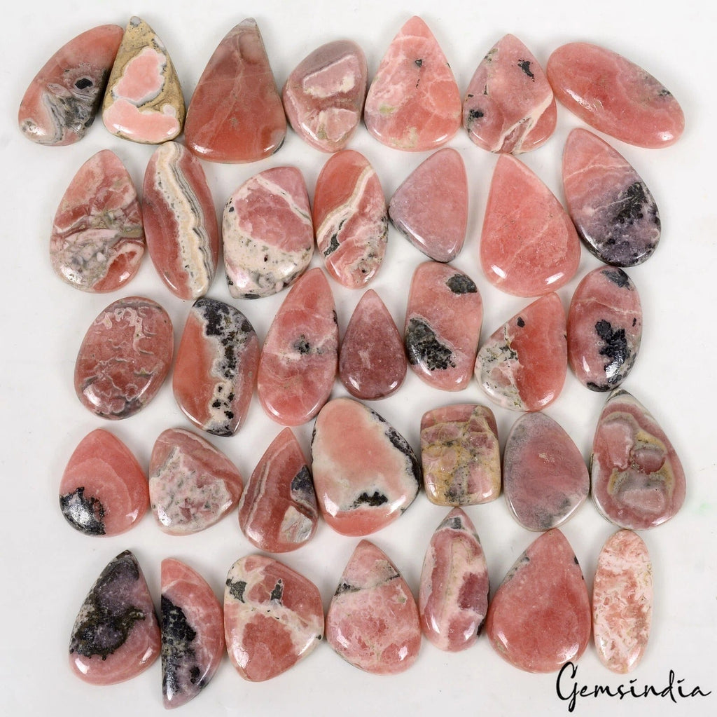 1000 Cts/35 Pcs Natural Untreated Bi-Color Rhodochrosite Mix Cab Loose Gems Lot