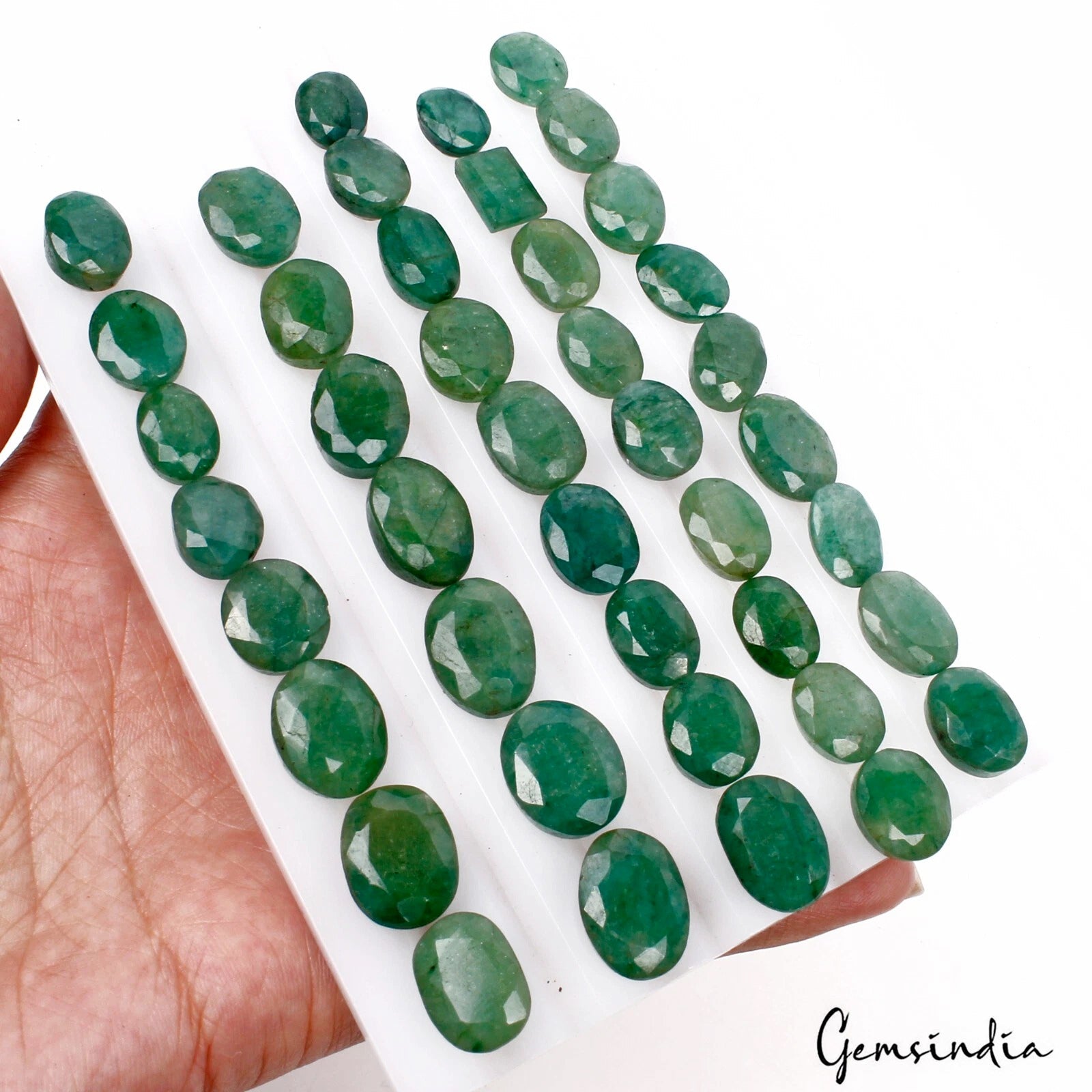 11-16mm Natural Green Emerald 300 Ct Oval Cut Loose Jewelry Gemstones Lot ~42 Pc