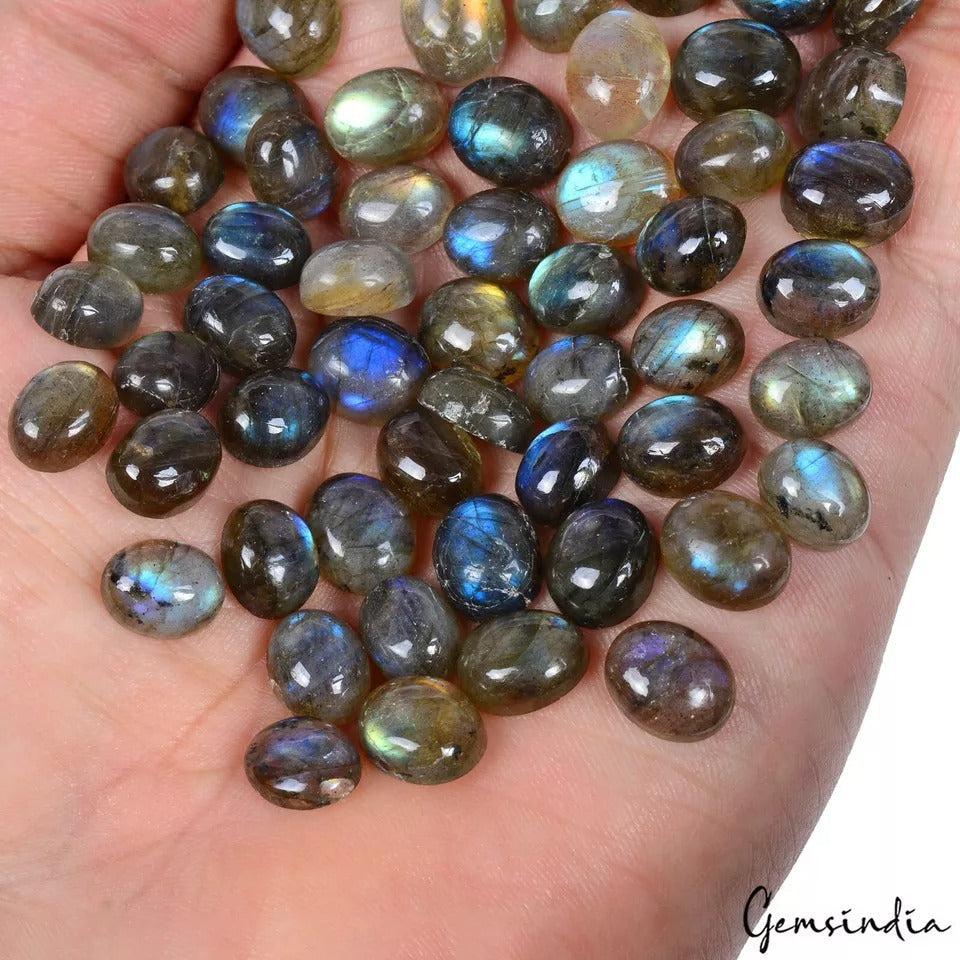 220 Ct Natural Untreated Blue Shine Labradorite Oval Cabochon Gemstone lot 61Pcs