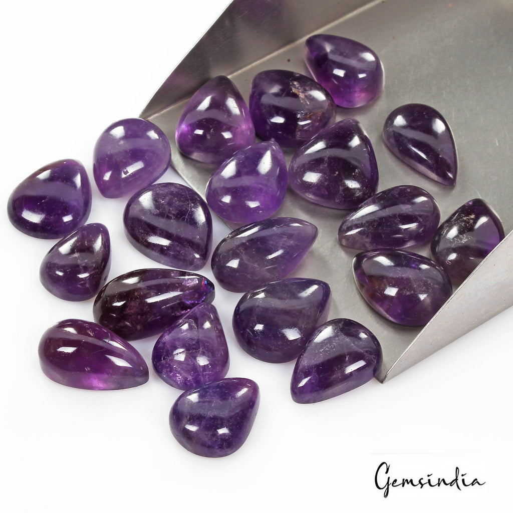 430 Cts/20 Pcs Natural Untreated Dark Amethyst Pear Cab Loose Gems For Jewelry