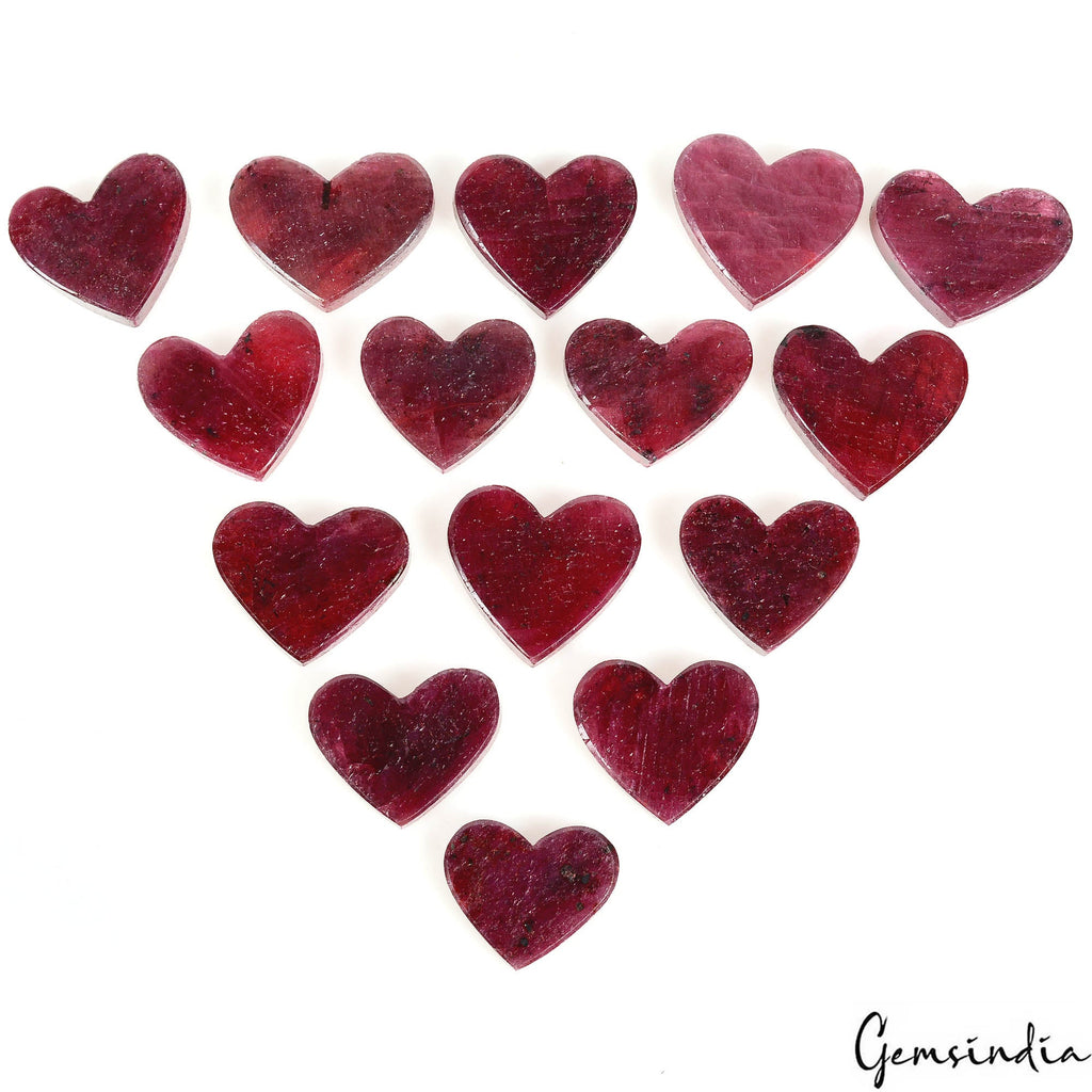 700 Cts/15 Pcs Natural Madagascar Red Ruby Heart Cut Loose Gems Lot 20mm -25mm