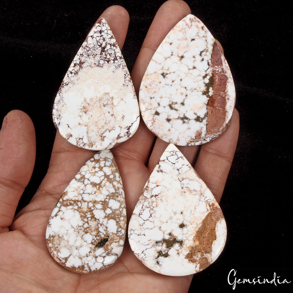 580 Ct/4 Pc Natural Untreated Nevada White Buffalo Turquoise Loose Gemstones Lot