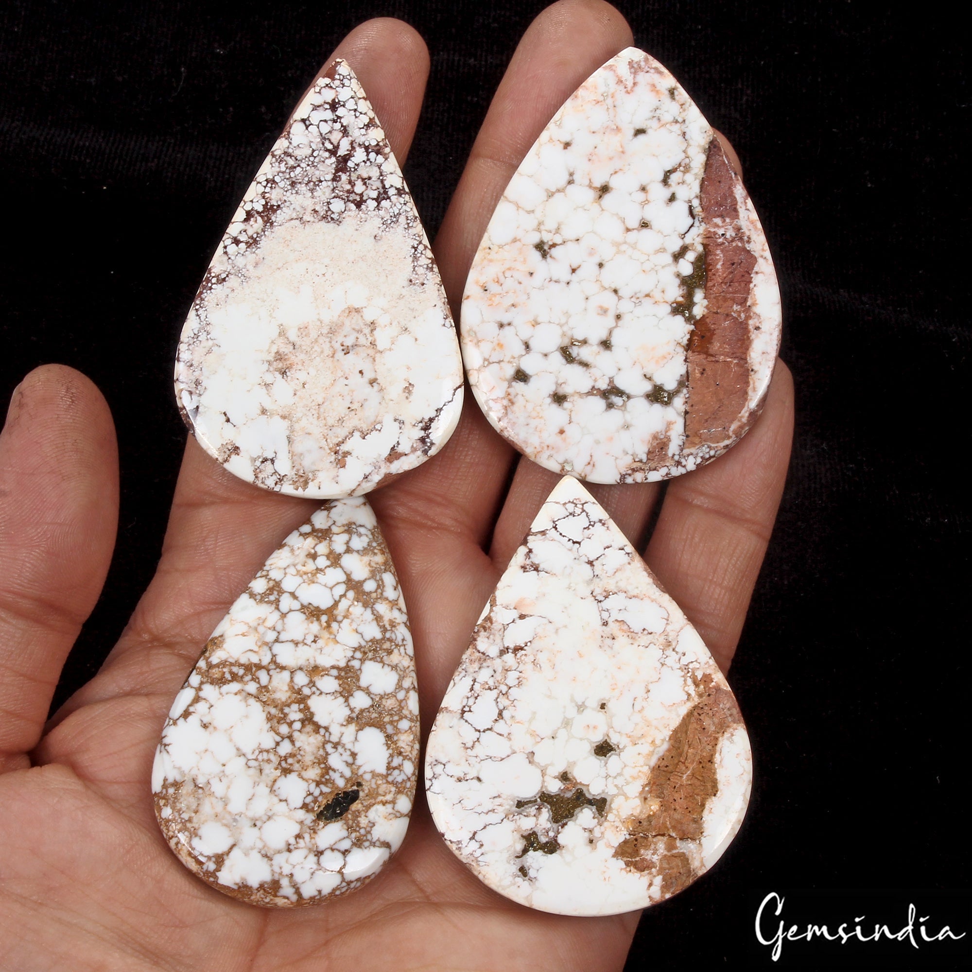 580 Ct/4 Pc Natural Untreated Nevada White Buffalo Turquoise Loose Gemstones Lot