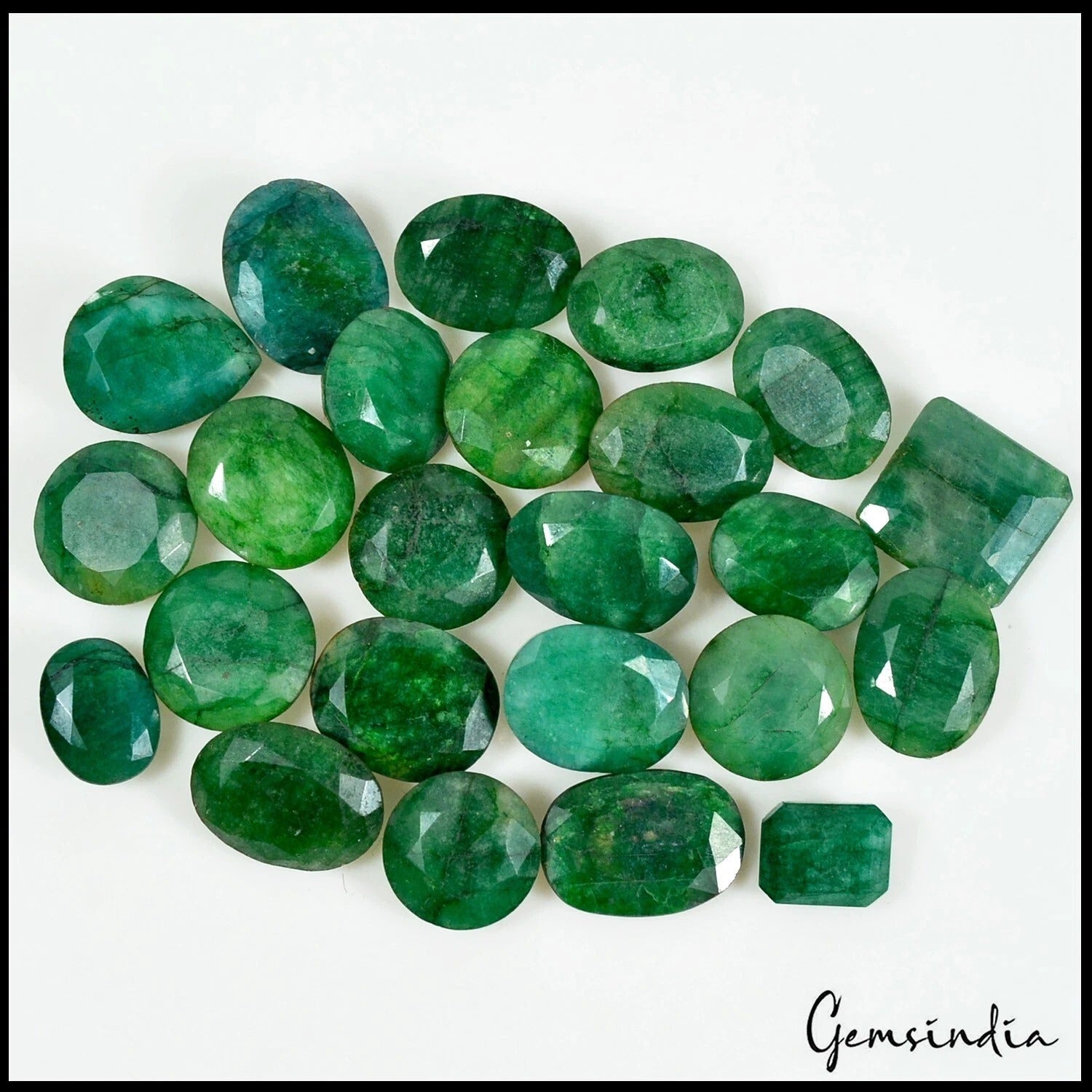 Natural Green Emerald 24 Pcs Lot 370 Ct Loose Gemstone Mixed Shape 13-20mm