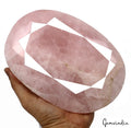 2.5 Kilo Rose Quartz Huge Oval Cut Untreated Polished Pink Gemstone w/ Stand