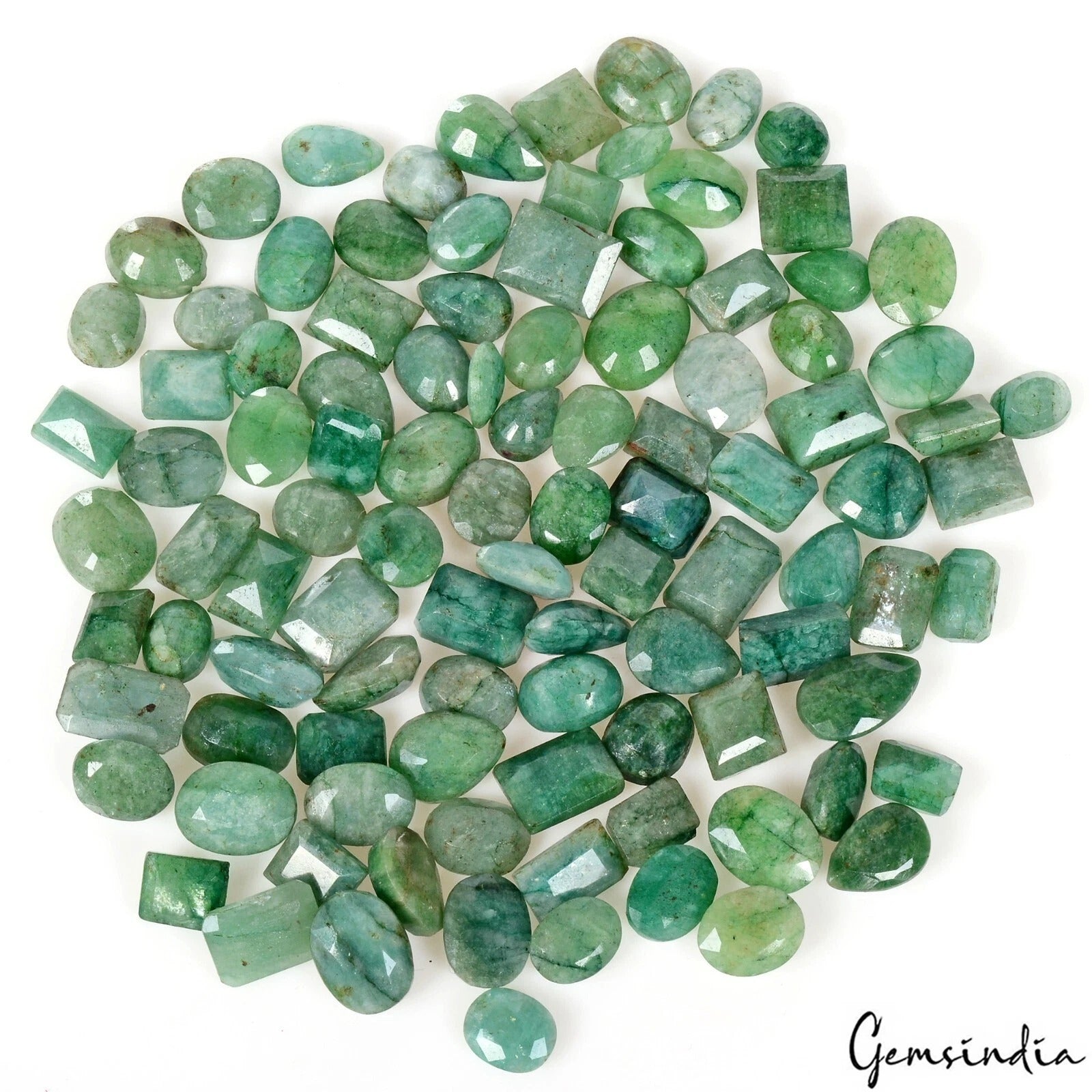 Certified 300 Ct/102 Pcs Natural Brazilian Green Emerald Mix Cut Gem For Jewelry