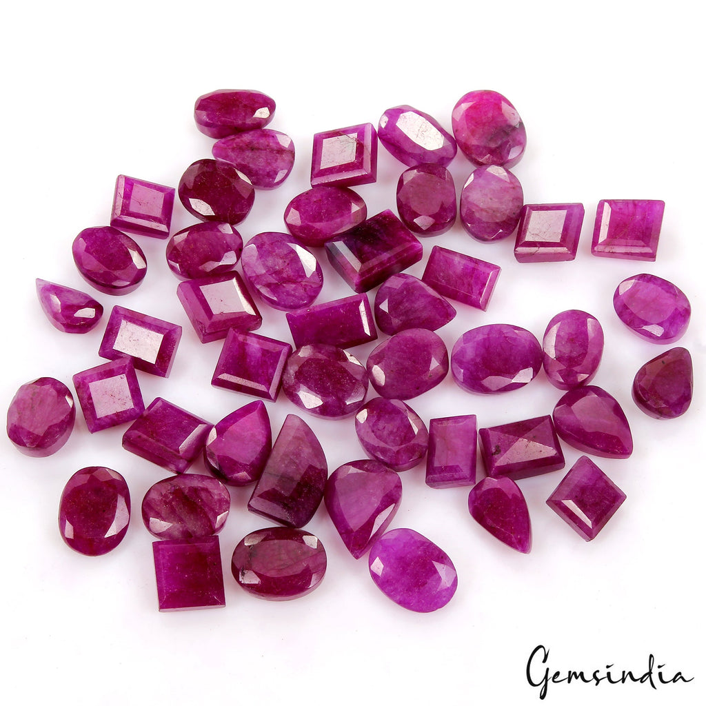 800 Ct Natural Red Bixbite Beryl Mix Cut Loose Faceted 13-24mm Gemstones~46 Pcs