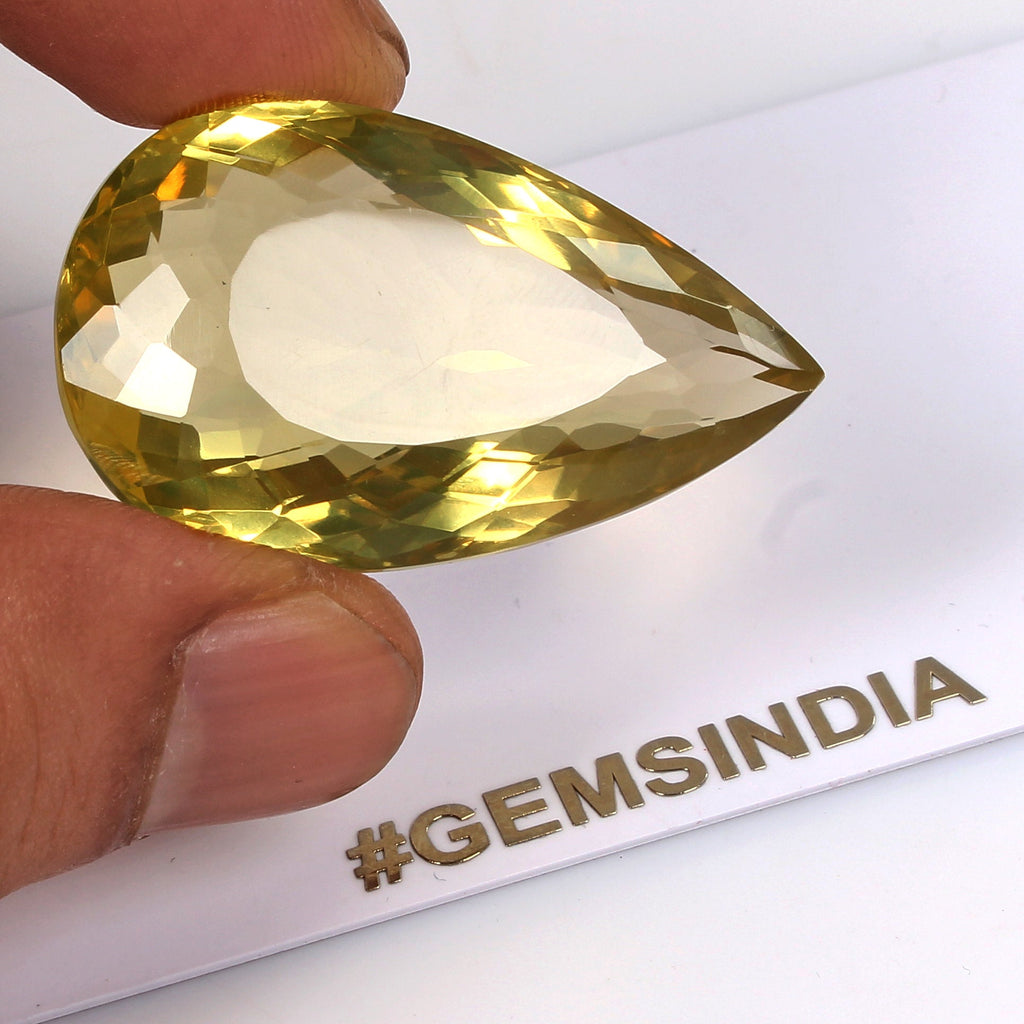 VVS 80.00 Ct Natural Citrine AAA Untreated Huge Faceted Pear Cut Loose Gemstone