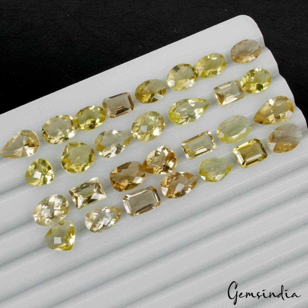 48.40 Cts/29 Pcs Natural Untreated Lemon Citrine Mix Cut Dazzling 8-12mm Gem Lot