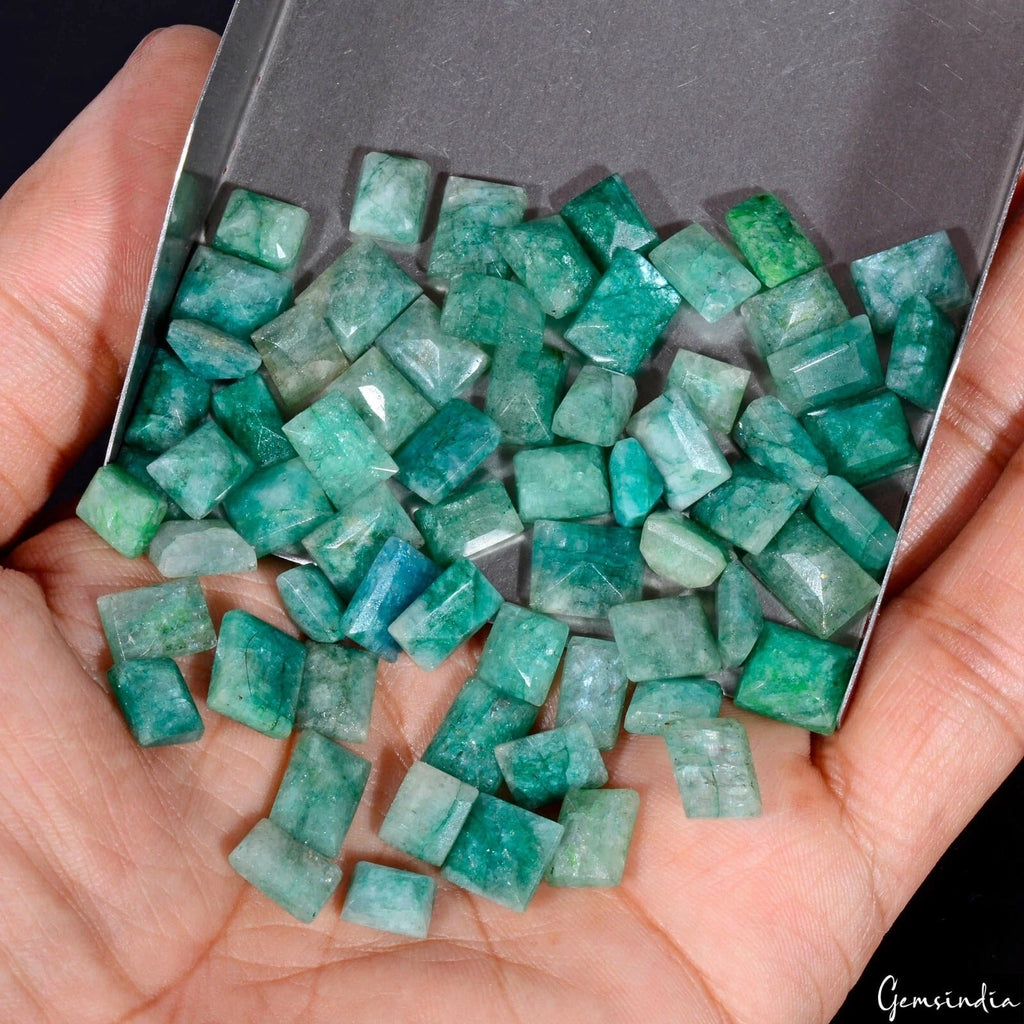 166.15 Cts/65 Pcs Natural Brazilian Green Emerald Baguette Cut 7mm-10mm Gems Lot