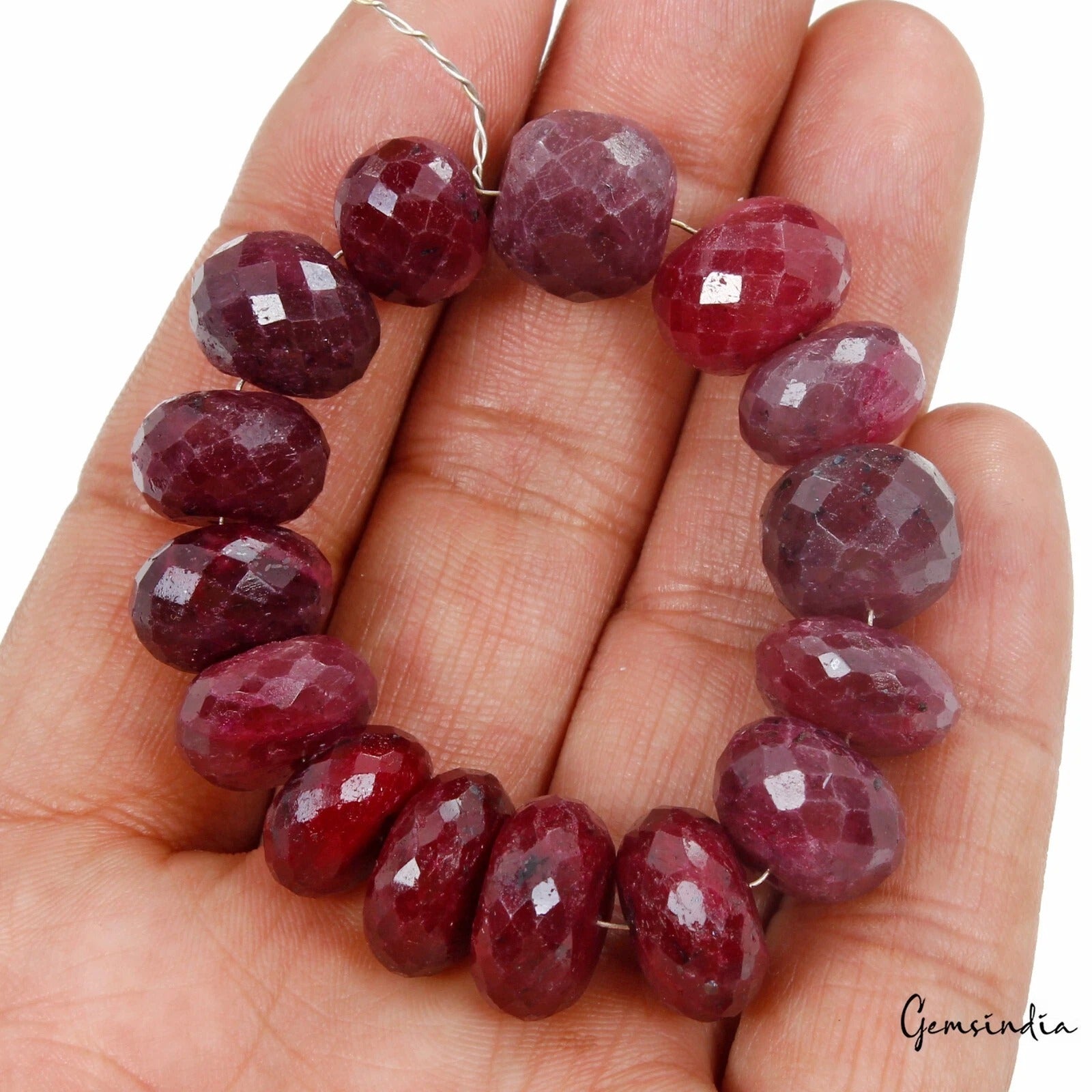 Ruby Beaded Strand, Red — 12mm to 15mm, 290.00 Ct