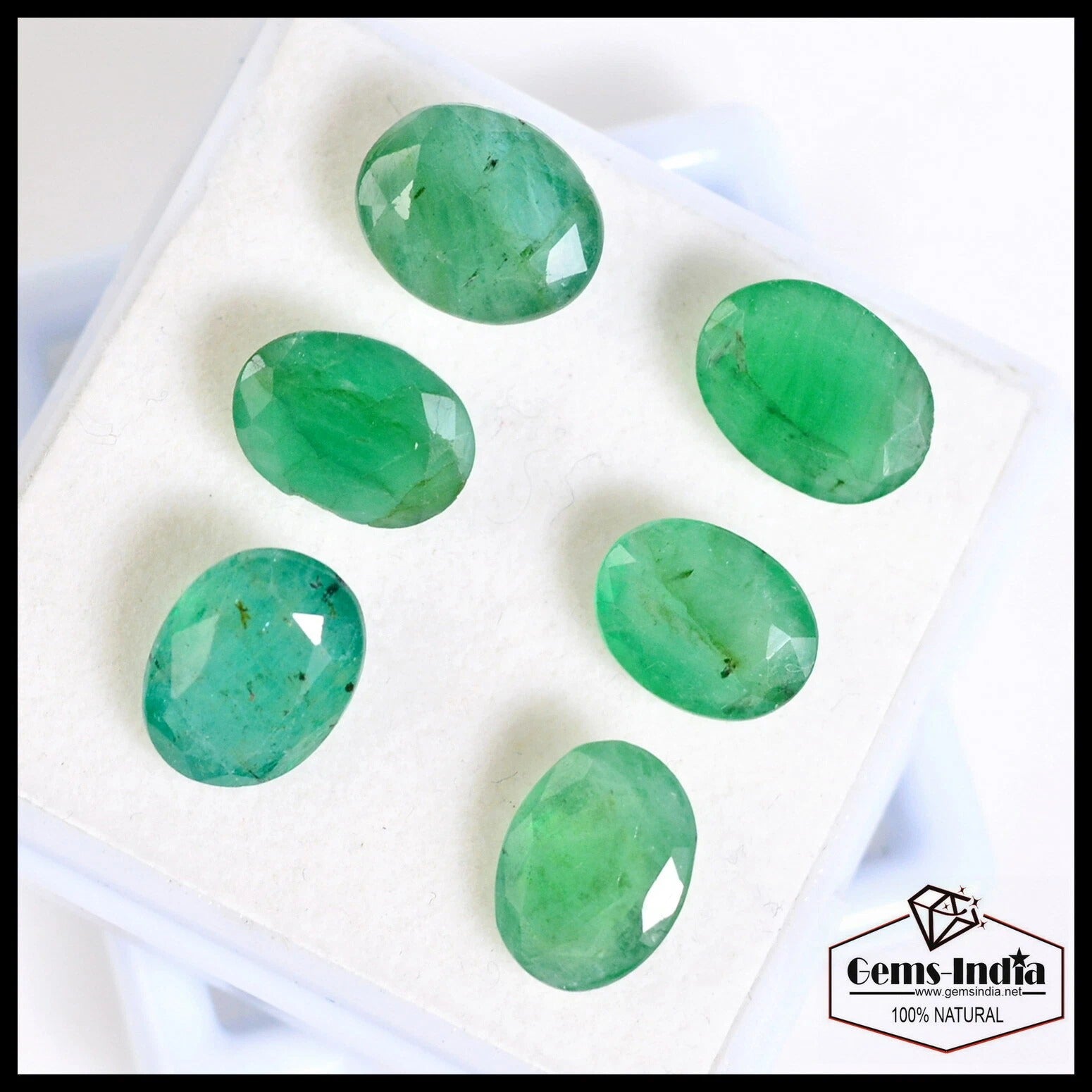 Certified 17.50 Cts/6 Pcs Natural Untreated Zambian Green Emerald Oval Cut Gems