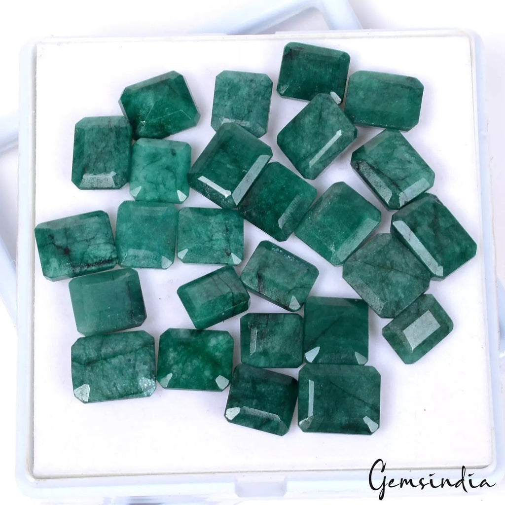 232.60 Ct 12-14mm Radiant Cut Natural Zambian Green Emerald Loose Gemstones 26Pc
